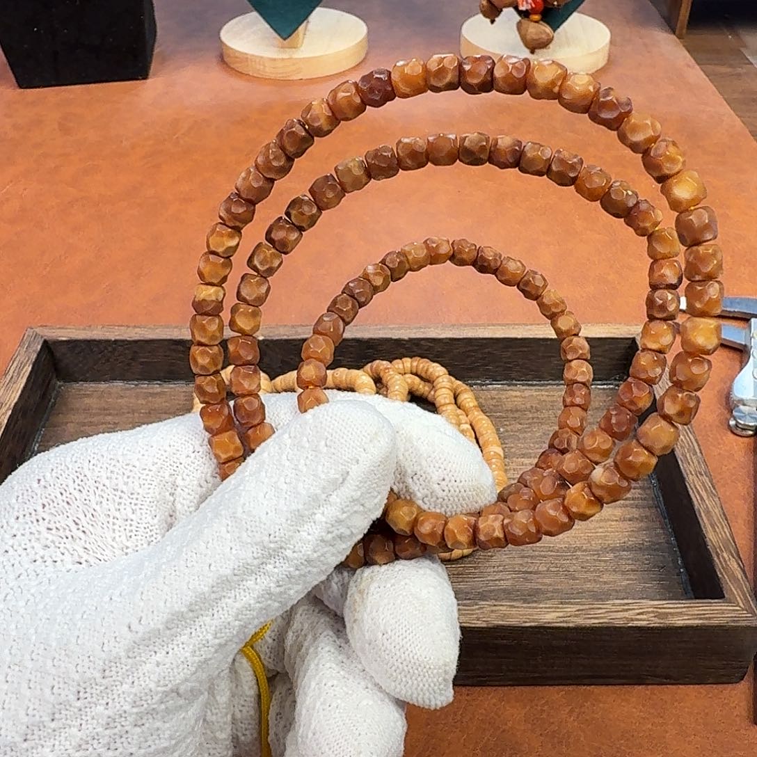 手串菩提根/象牙果龙脊菩提无相老料玉化长串