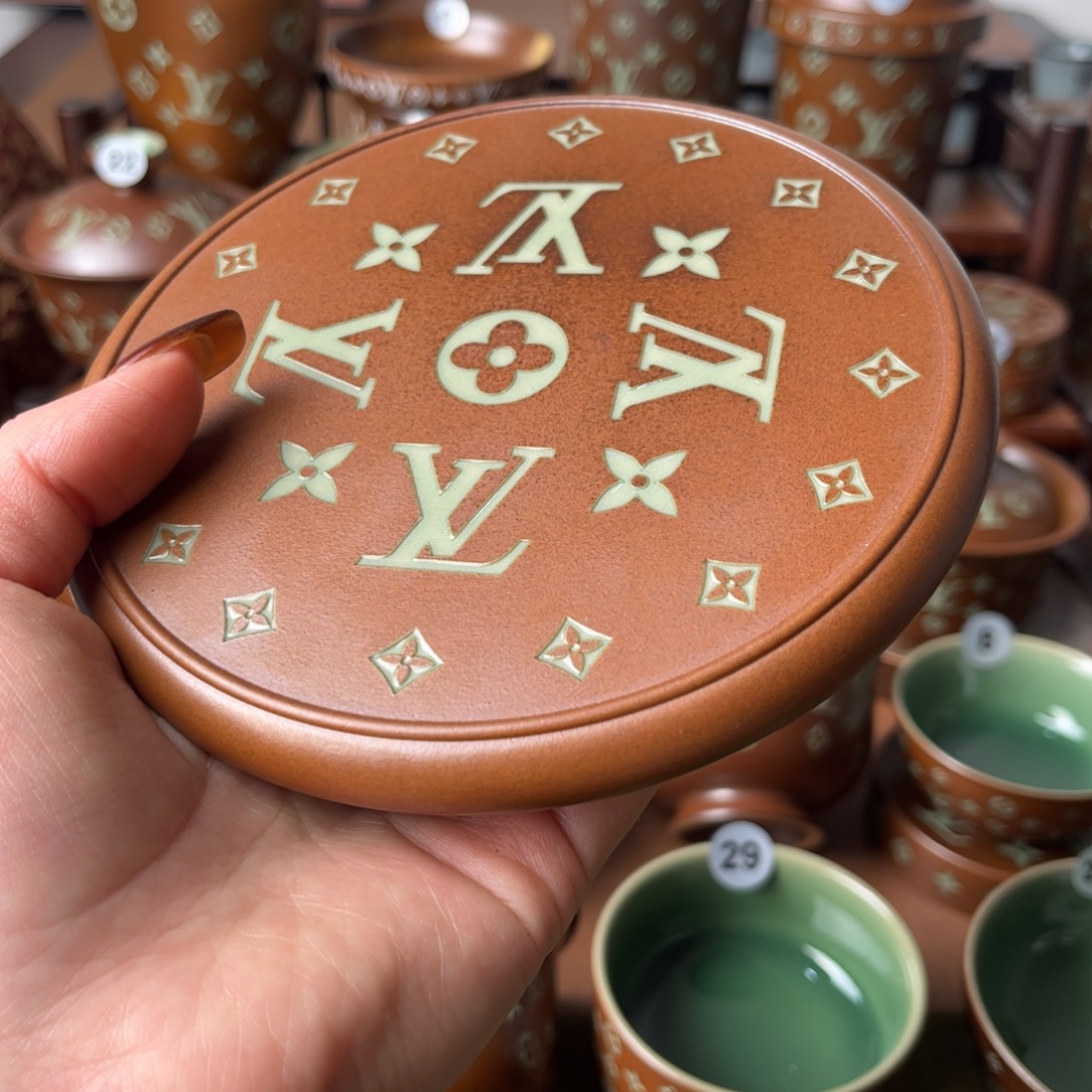 ༺***༒草木灰老花手工壶承