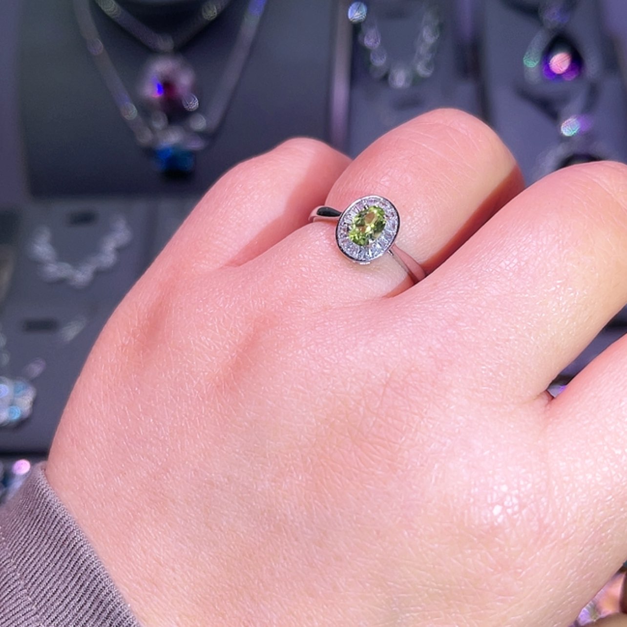 【闪购商品】橄榄石戒指银S925镶嵌