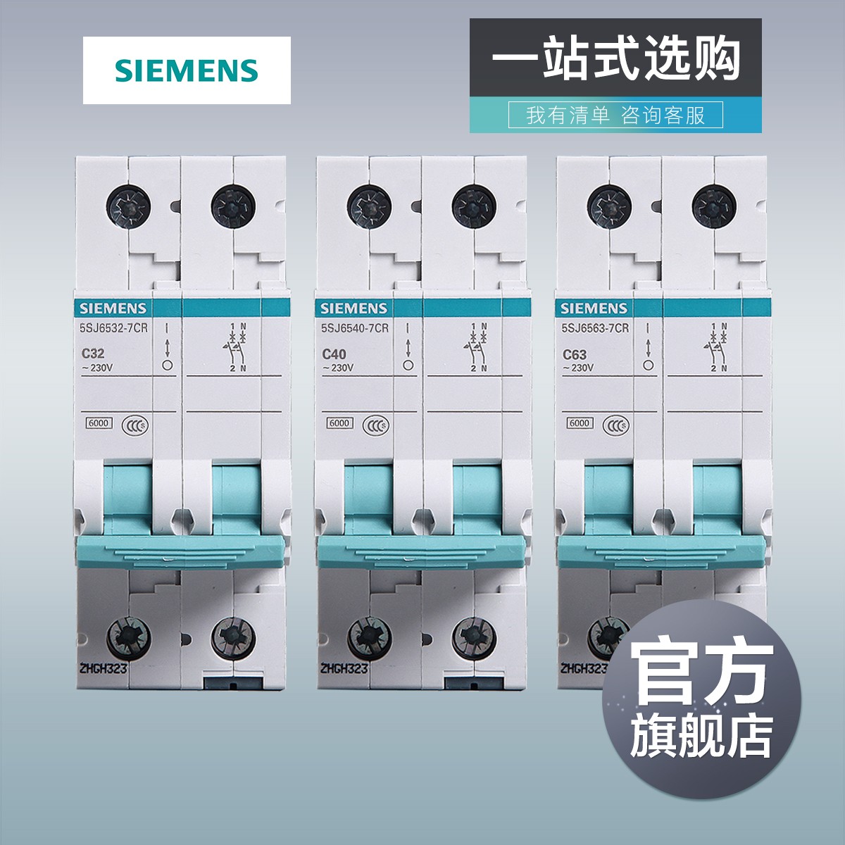 西门子空气开关断路器绿色环保16-63a 断路器 总开家用替代2P空关