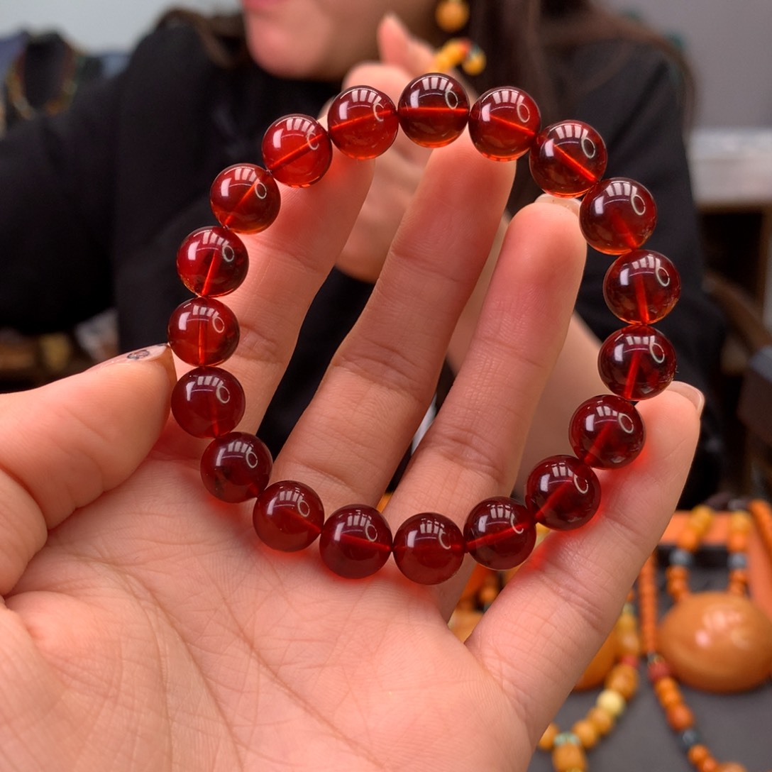 血珀手串未镶嵌天然