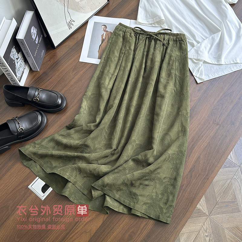 (衣兮新中式提花半身裙)8638夏季高级感重工刺绣亚麻天丝半身裙W