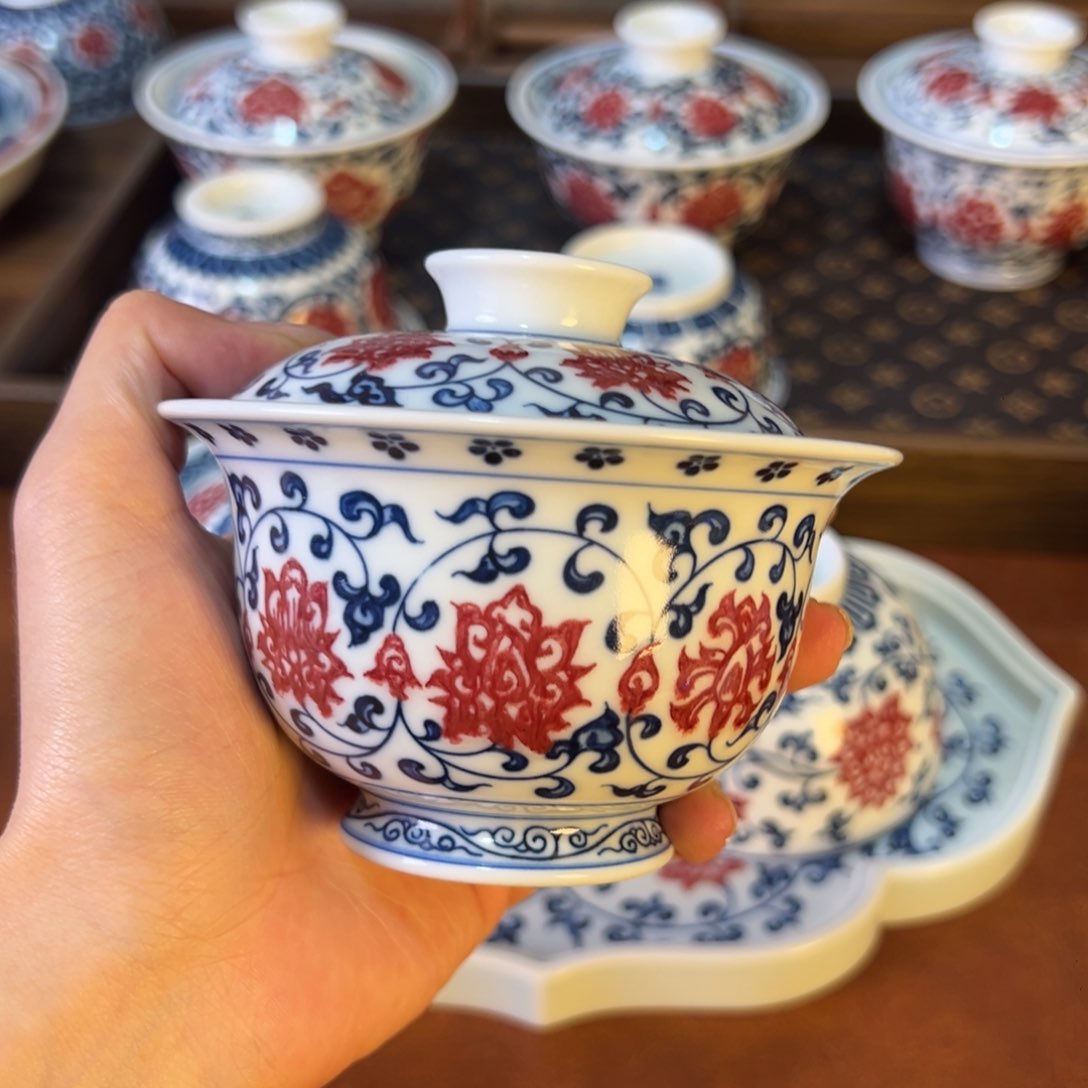 盖碗景德镇茶器百宝箱手绘陶瓷