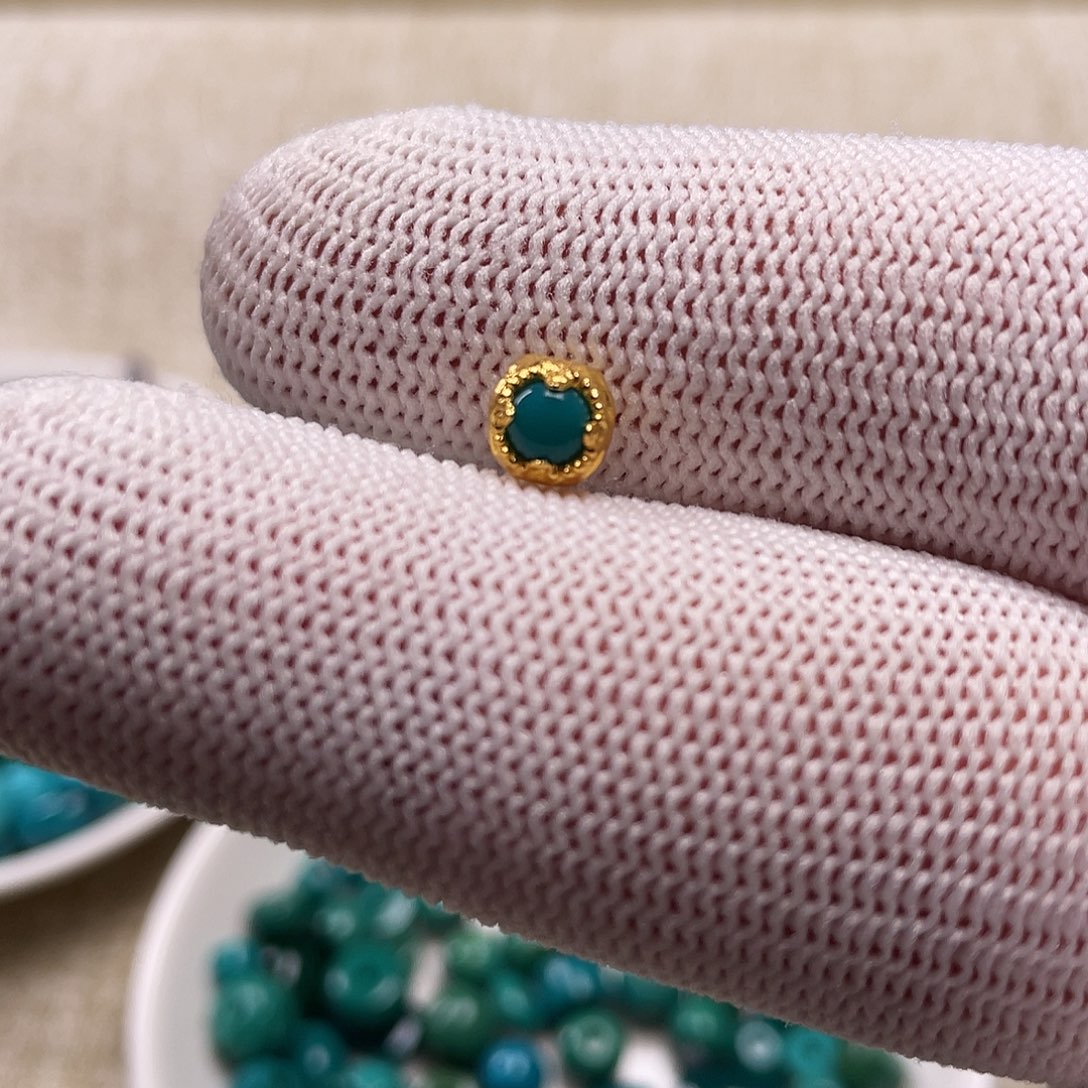 绿松石18K金镶嵌配饰6.5