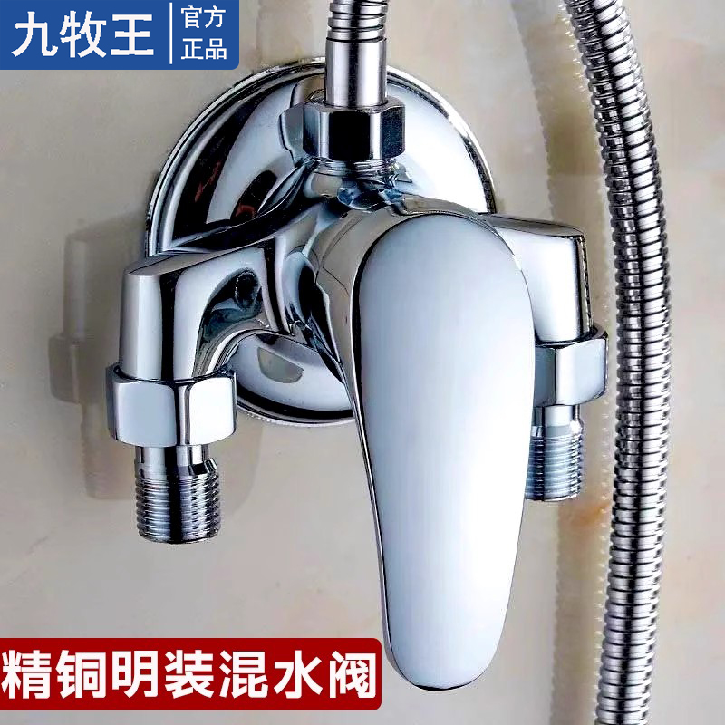九牧王全铜明装淋浴冷热水龙头花洒太阳能明管热水器混水阀门开关