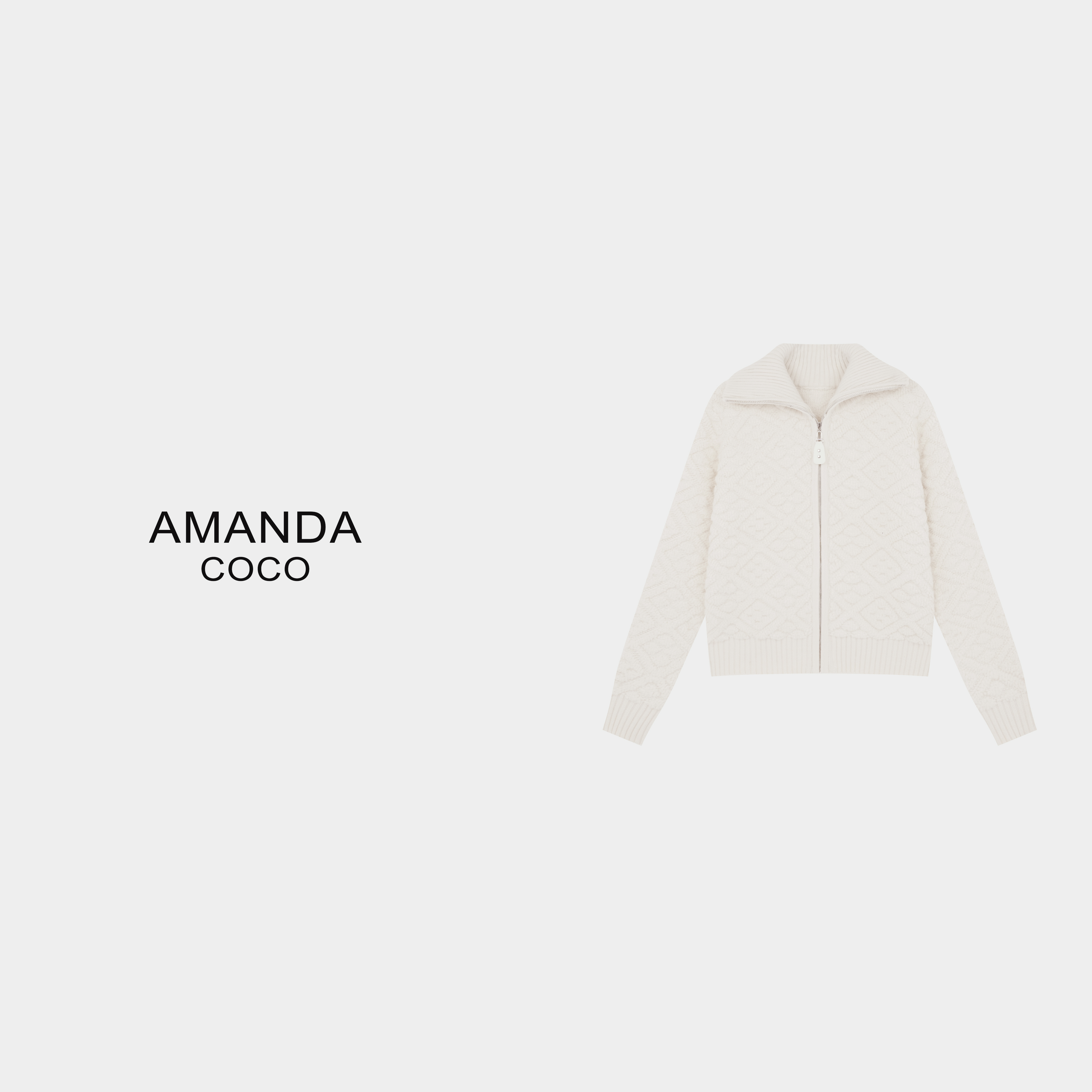 潇潇# 松弛基因～25秋冬时髦设计感提花翻领厚实保暖针织外套