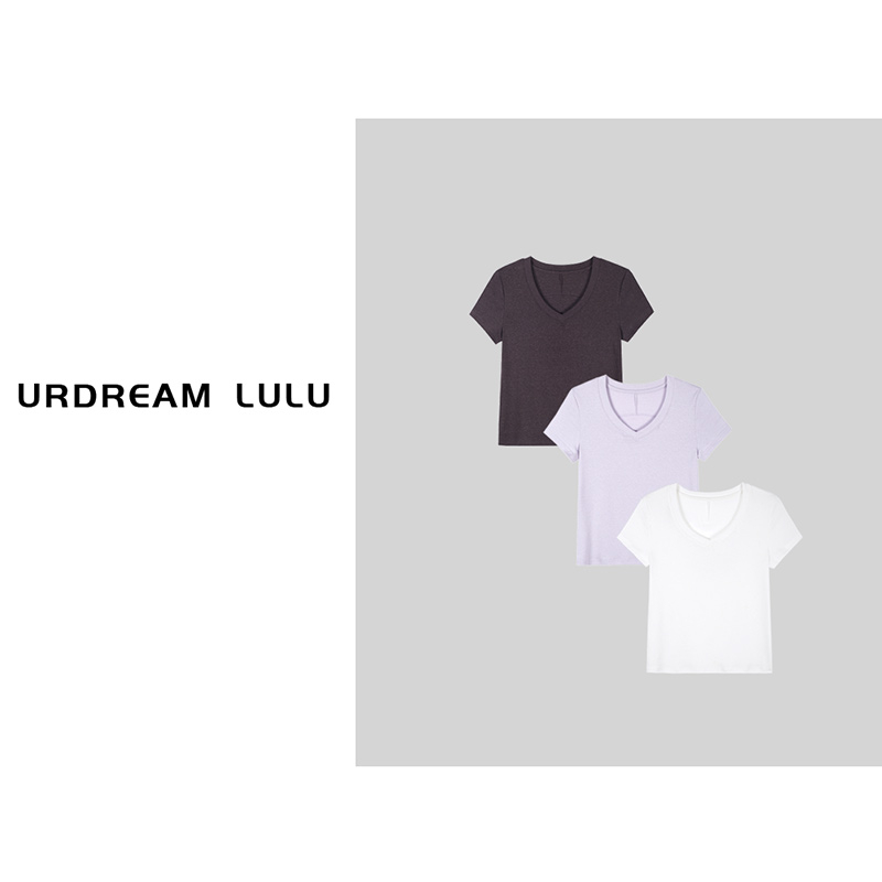 [此间云上] 莱赛尔亚麻三角领短袖女显瘦百搭裸感T恤-P045