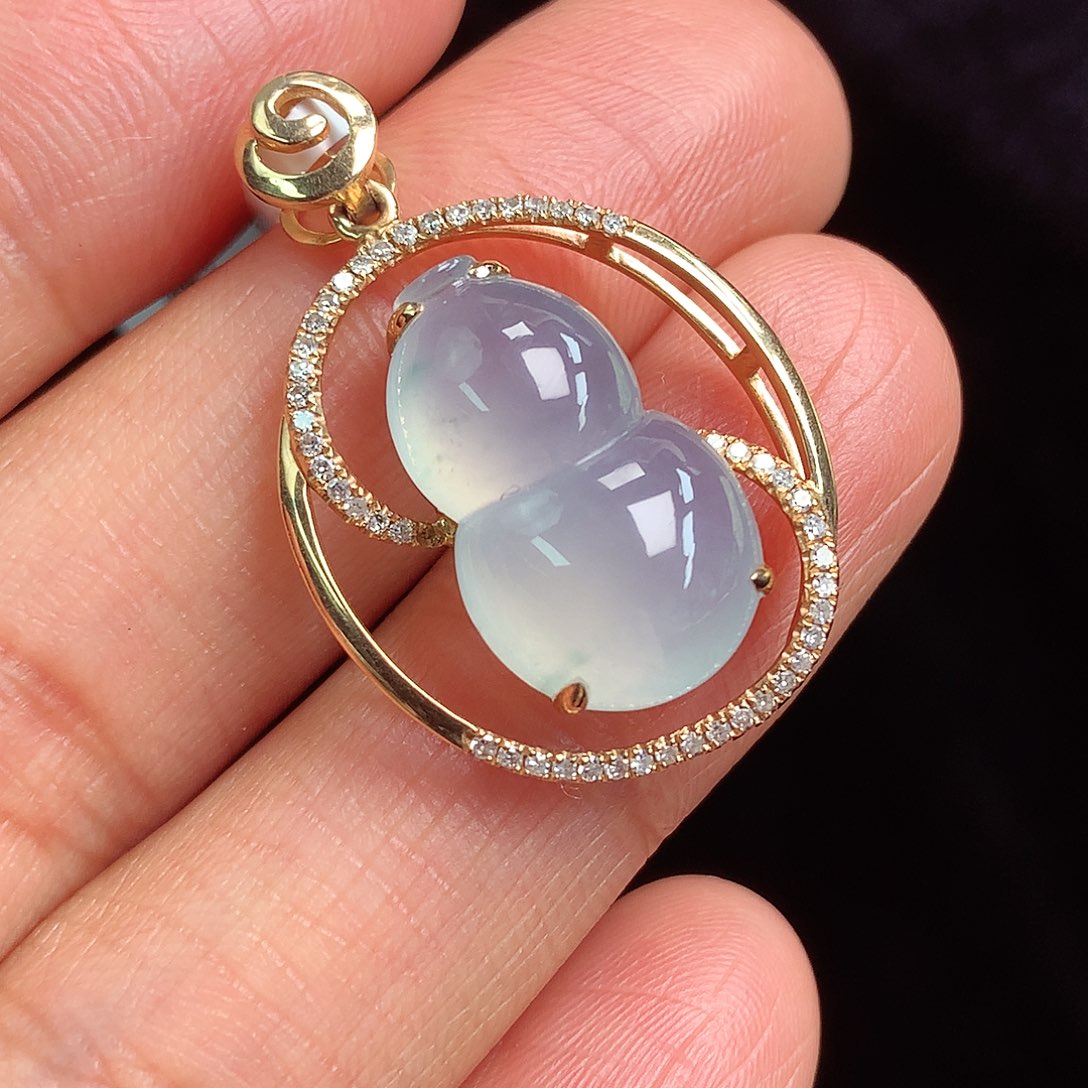 翡翠颈饰18K金镶嵌上新