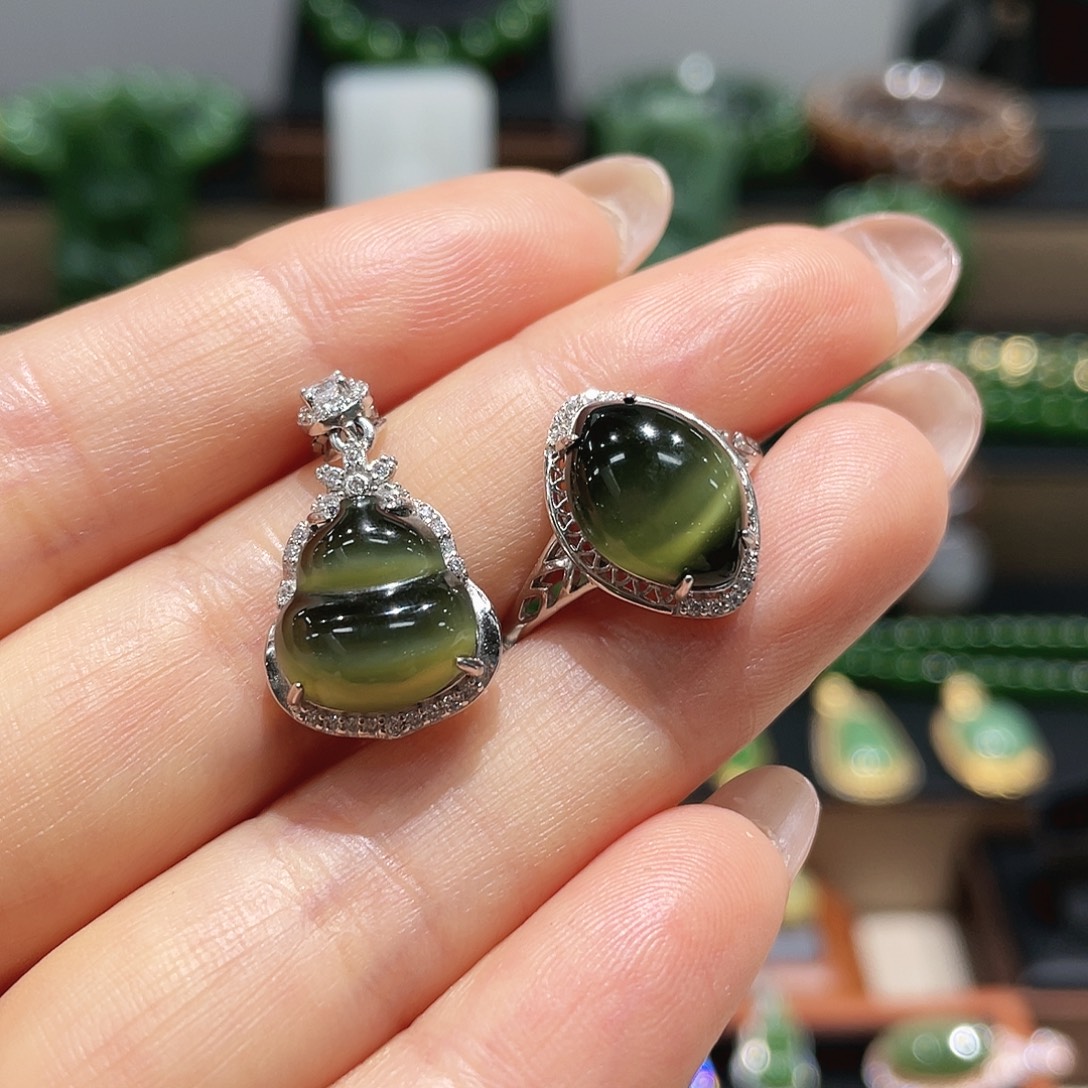 和田玉银S925镶嵌戒指