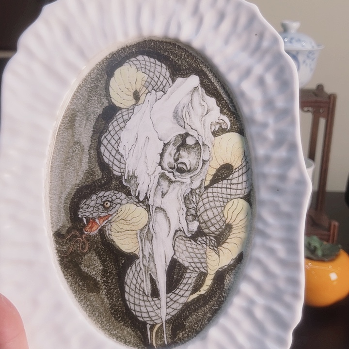 景德镇陶瓷艺术蛇纹壶承