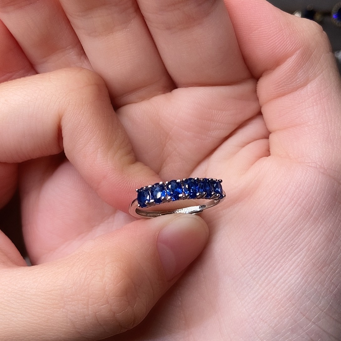 蓝宝石戒指银S925镶嵌