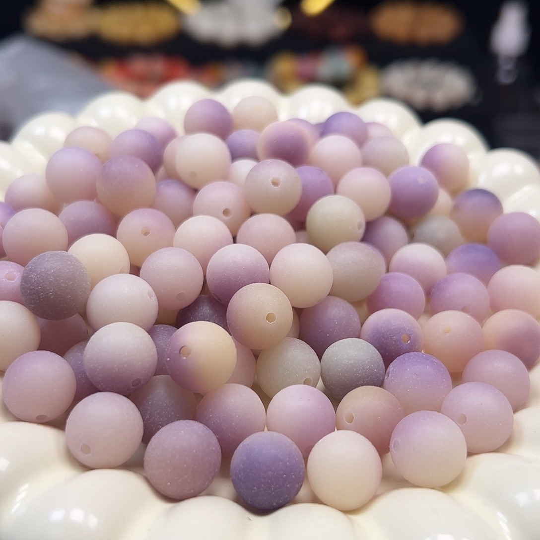 菩提根/象牙果手串卡12磨砂紫飘圆700颗