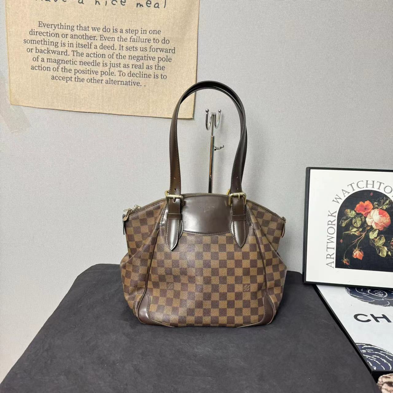 95新 LouisVuitton/路易威登 lv棕棋盘格葫芦包/斜挎包/单肩包