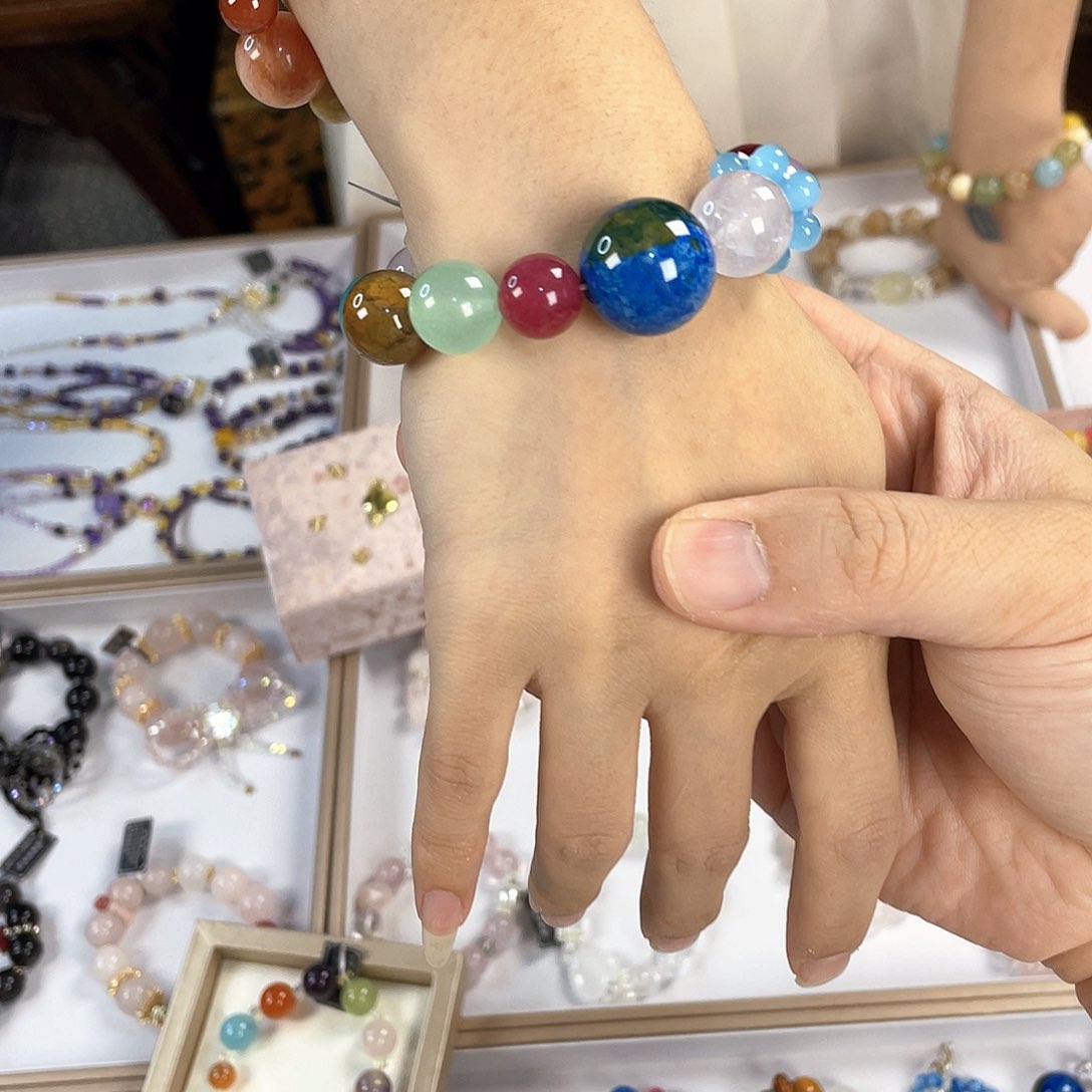 水晶手链银S925镀金镶嵌