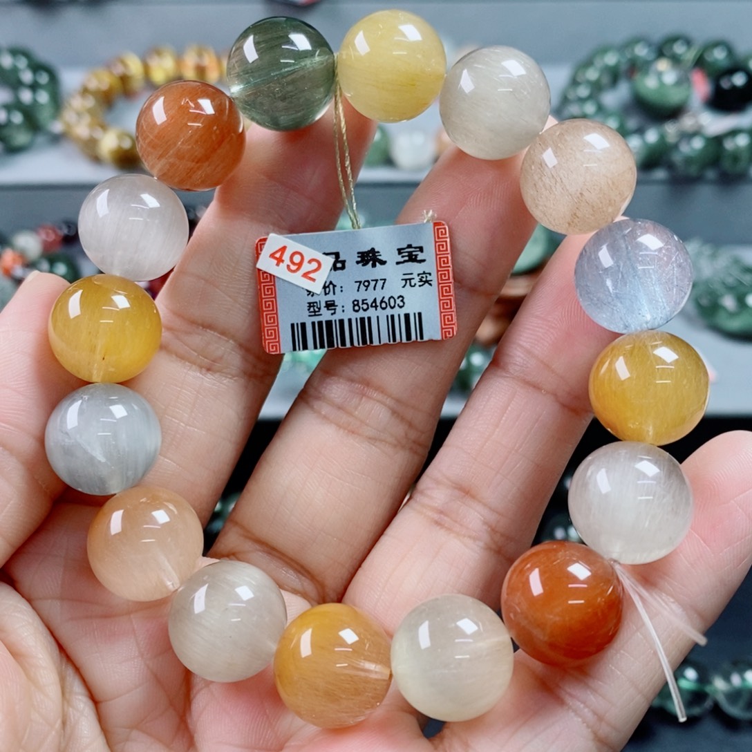 未镶嵌手链水晶彩兔毛手链854603