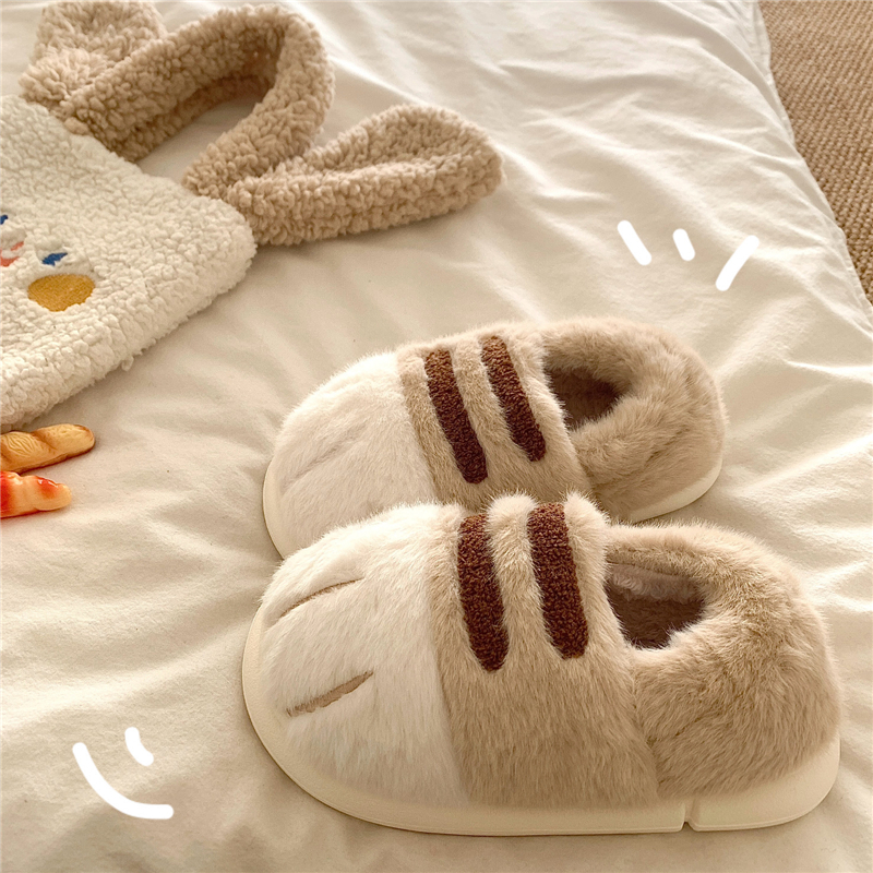 人类猫爪~！可爱猫爪ins卡通包跟棉鞋女保暖加绒冬居家毛毛棉拖鞋