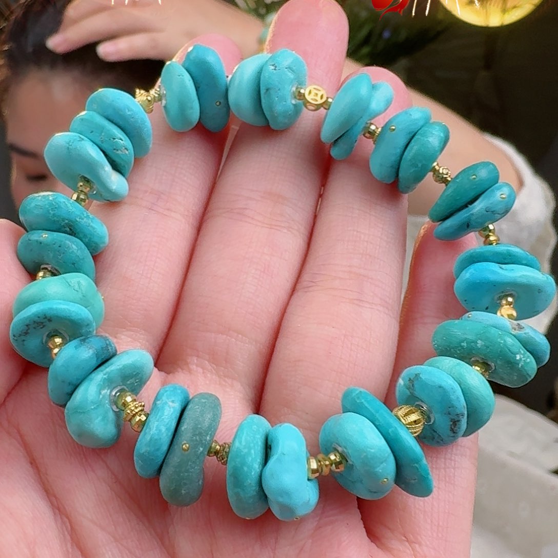 绿松石珠宝奇石18K金镶嵌