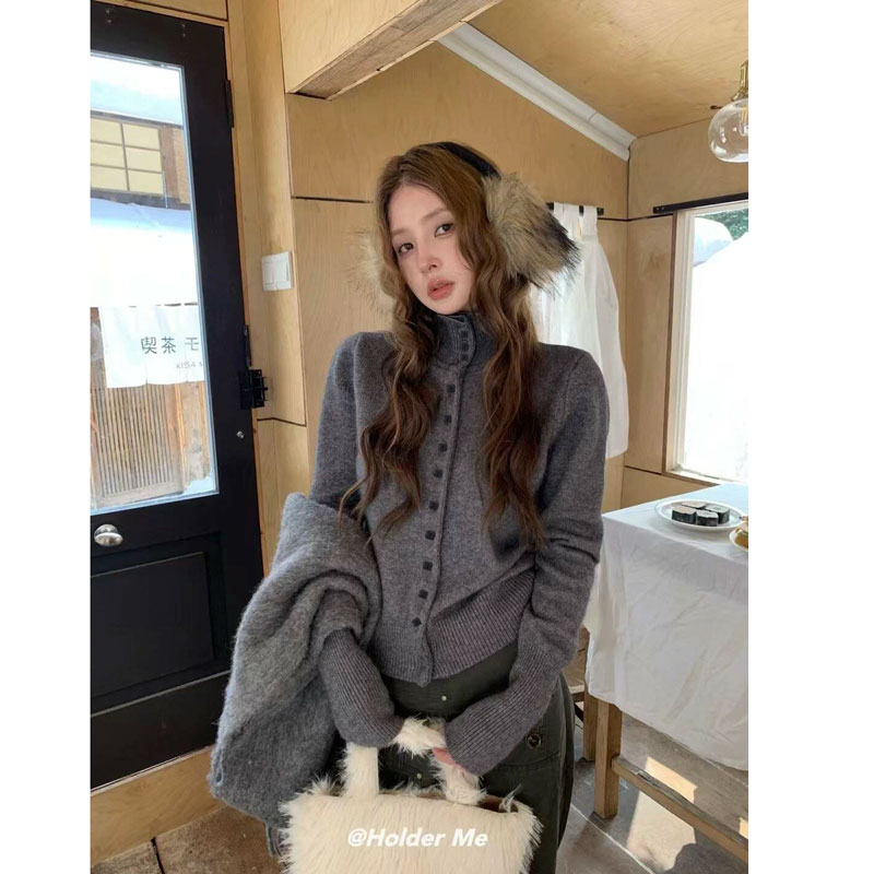 【深海蓝】3849开衫外套超柔软高品质中领上衣