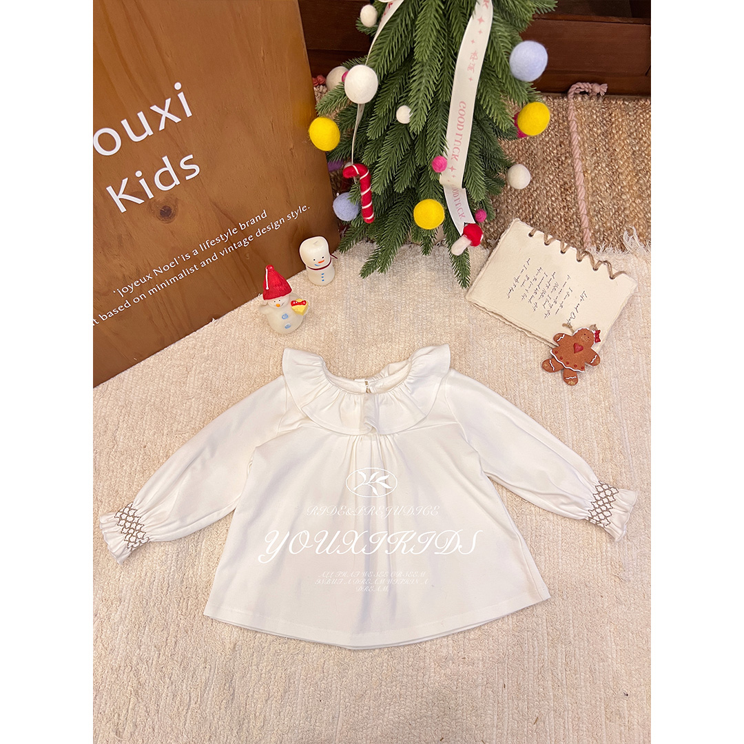 飞飞家·雪花之袖25新款洋气女童秋冬大翻领高级打揽衬衫 FF3121