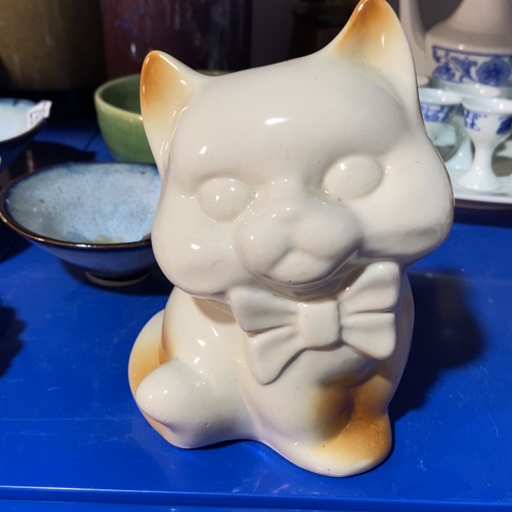 瓷片磁州窑研究所猫咪摆件高度14.5厘米