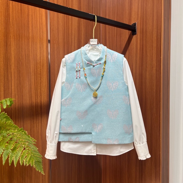 佳.人【蓝宝石】气质温柔减龄新中式棉服亮闪闪马甲