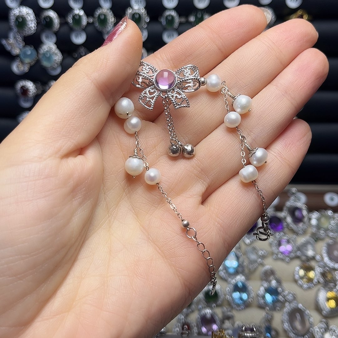 桃***汪紫晶手链银S925镶嵌