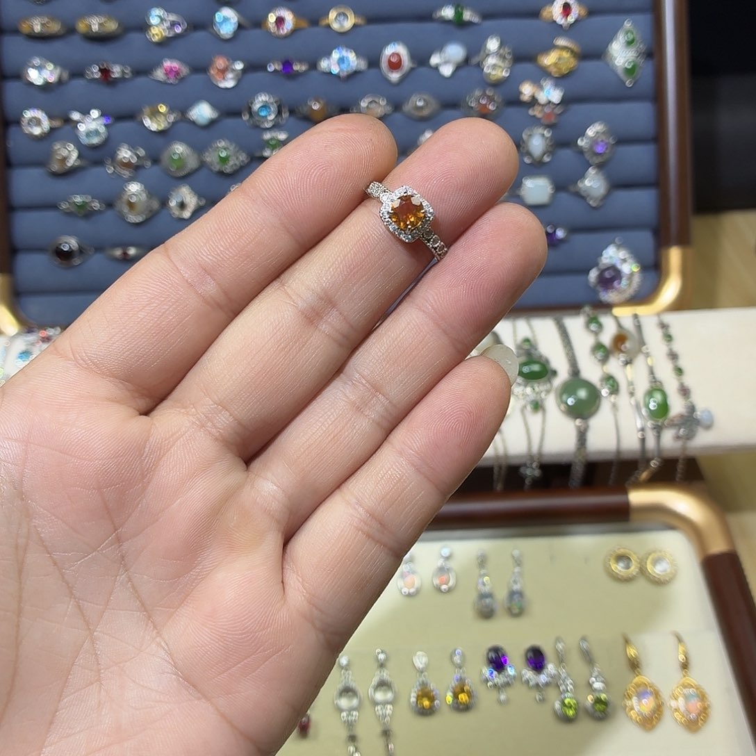 戒指银S925镶嵌黄晶