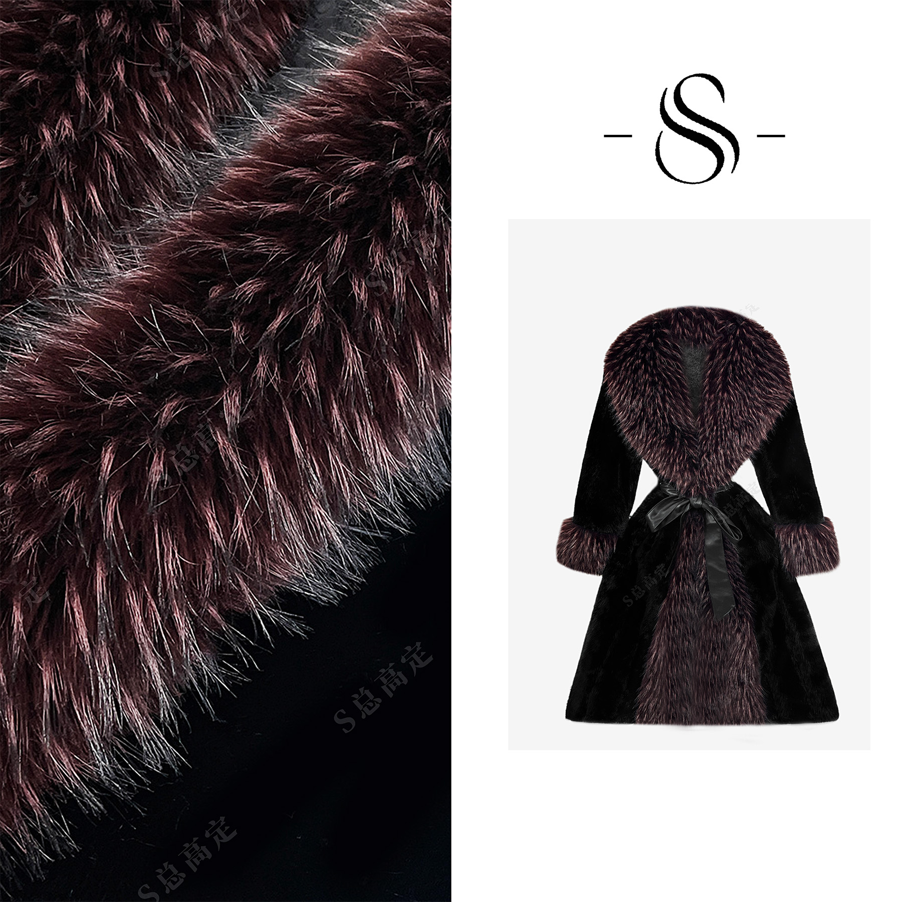 【莎总专属】冬季新款欧式高奢时尚百搭拼接气质保暖外套D0405