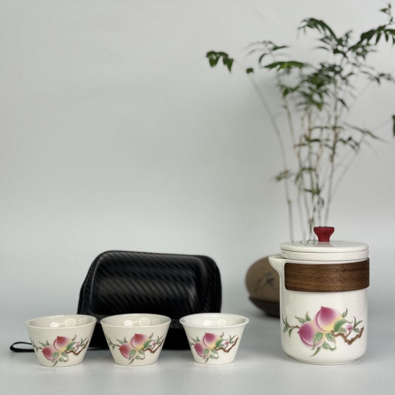 九桃【白】快客杯-1壶3杯 黑色包 LCQ