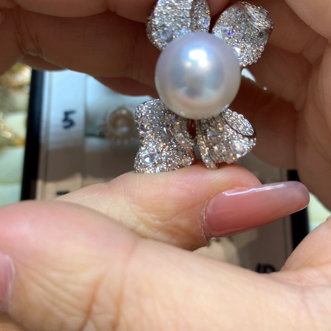 海水珍珠戒指银S925镶嵌