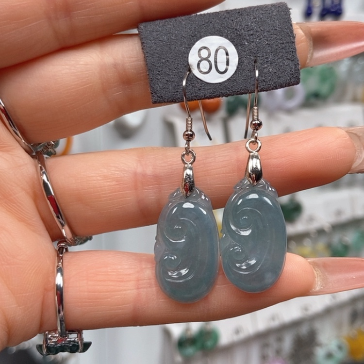 【闪购商品】翡翠耳饰银S925镶嵌耳饰