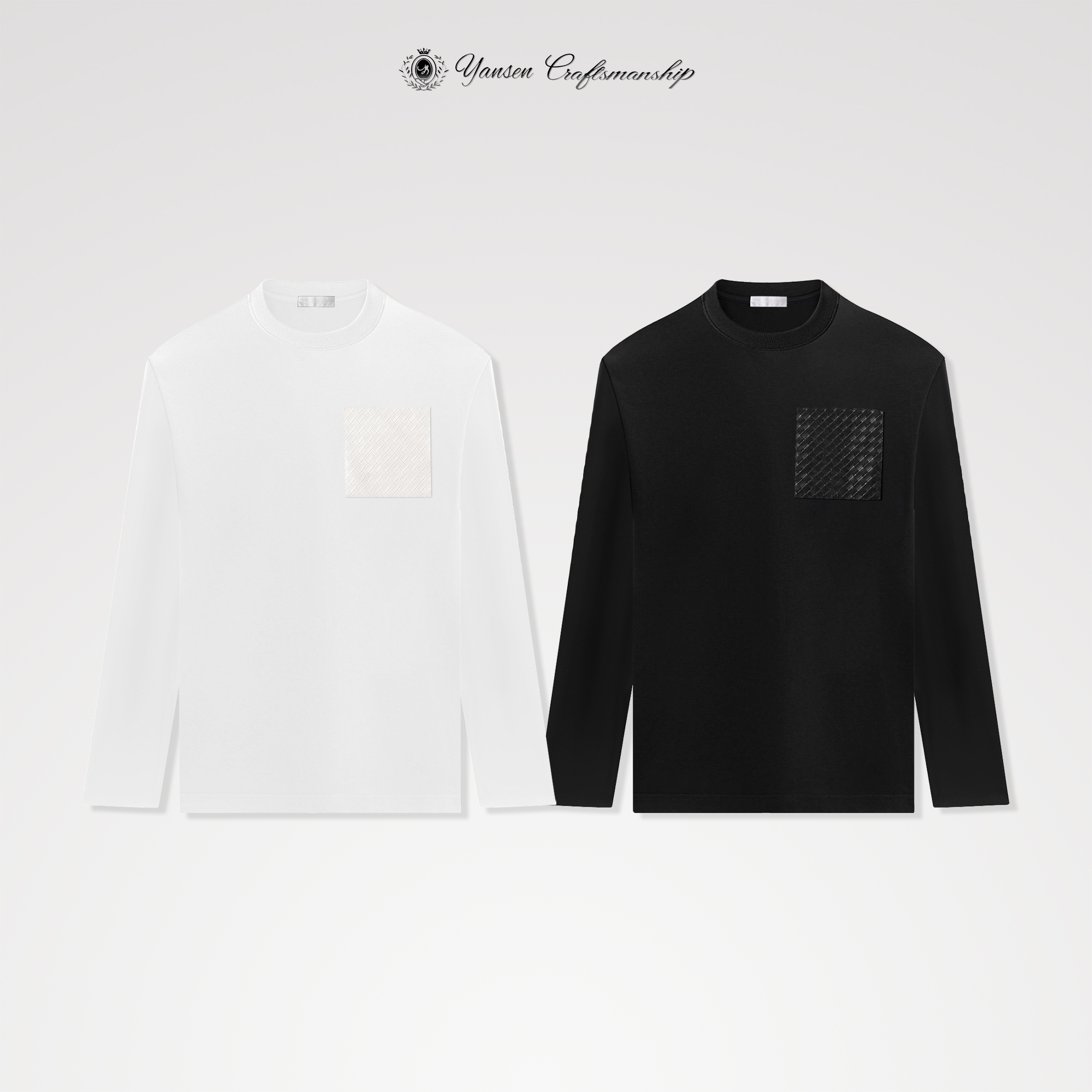 超柔 结构拼接口袋 简约百搭休闲长袖T恤 YSI1801