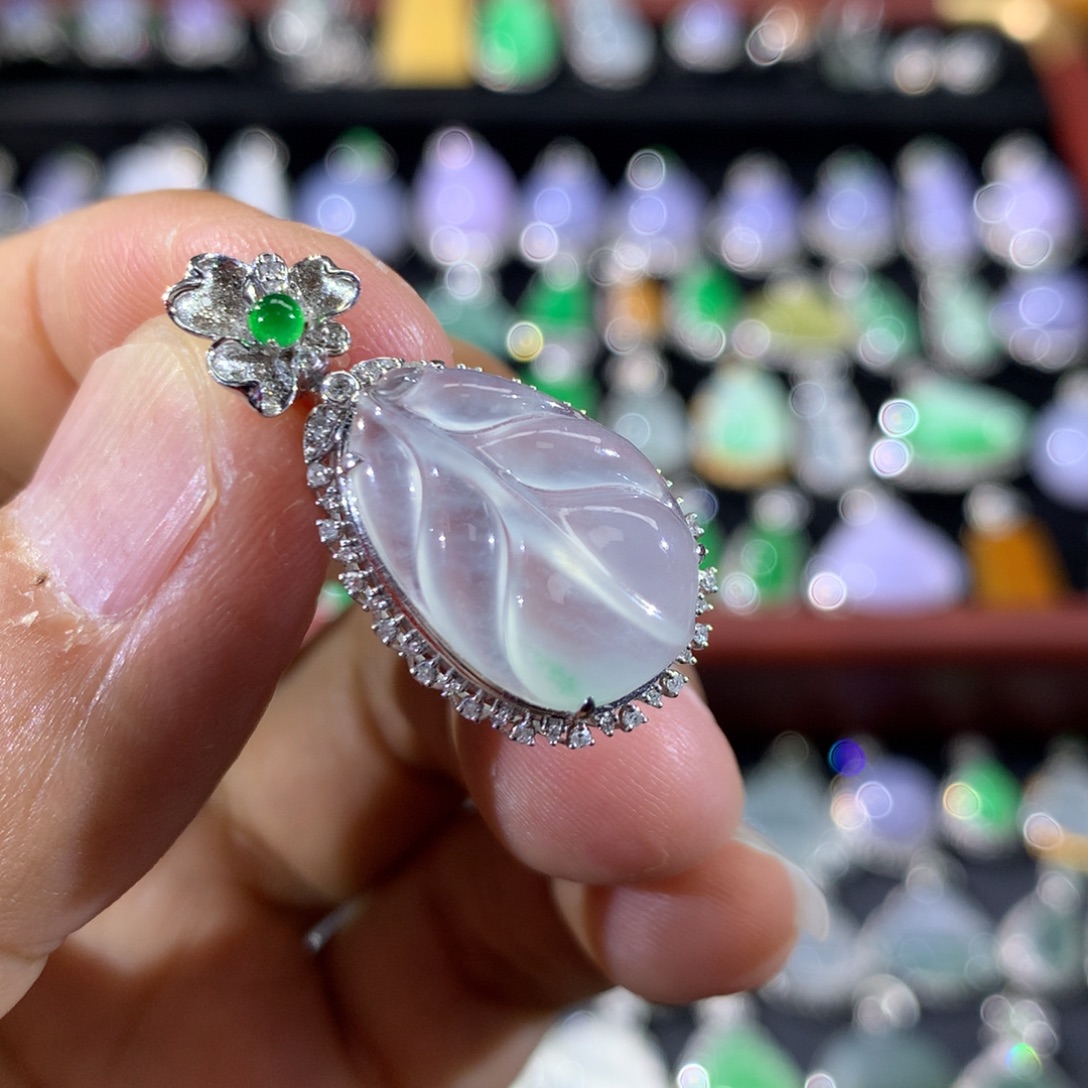 翡翠18K金镶嵌吊坠(不含链)