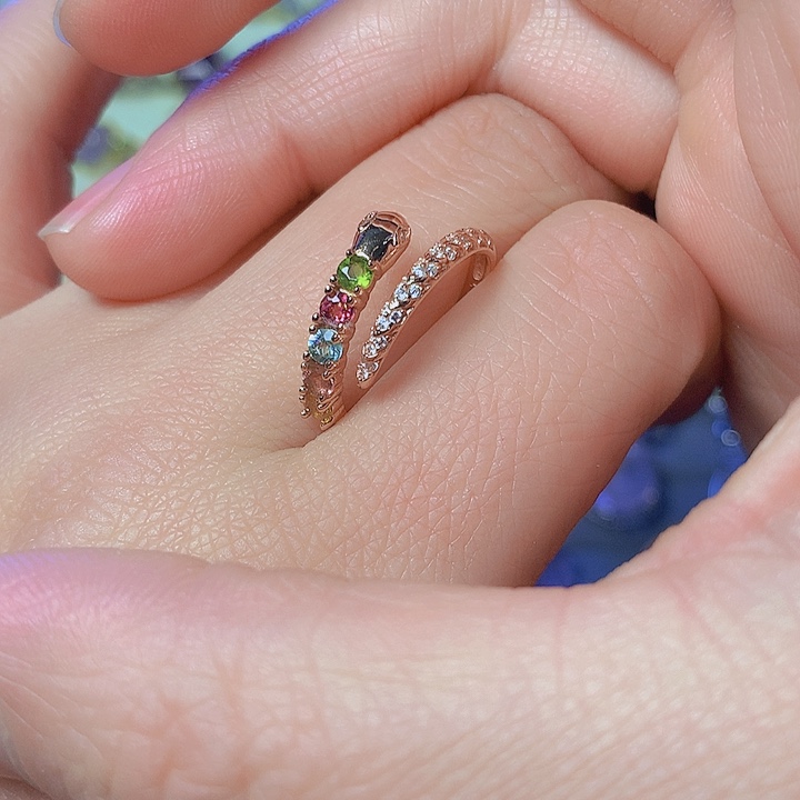 碧玺戒指银S925镀金镶嵌那*