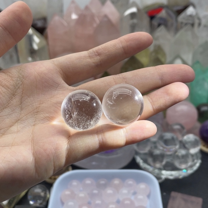 水晶珠宝半成品未镶嵌天然水晶白爆彩球5