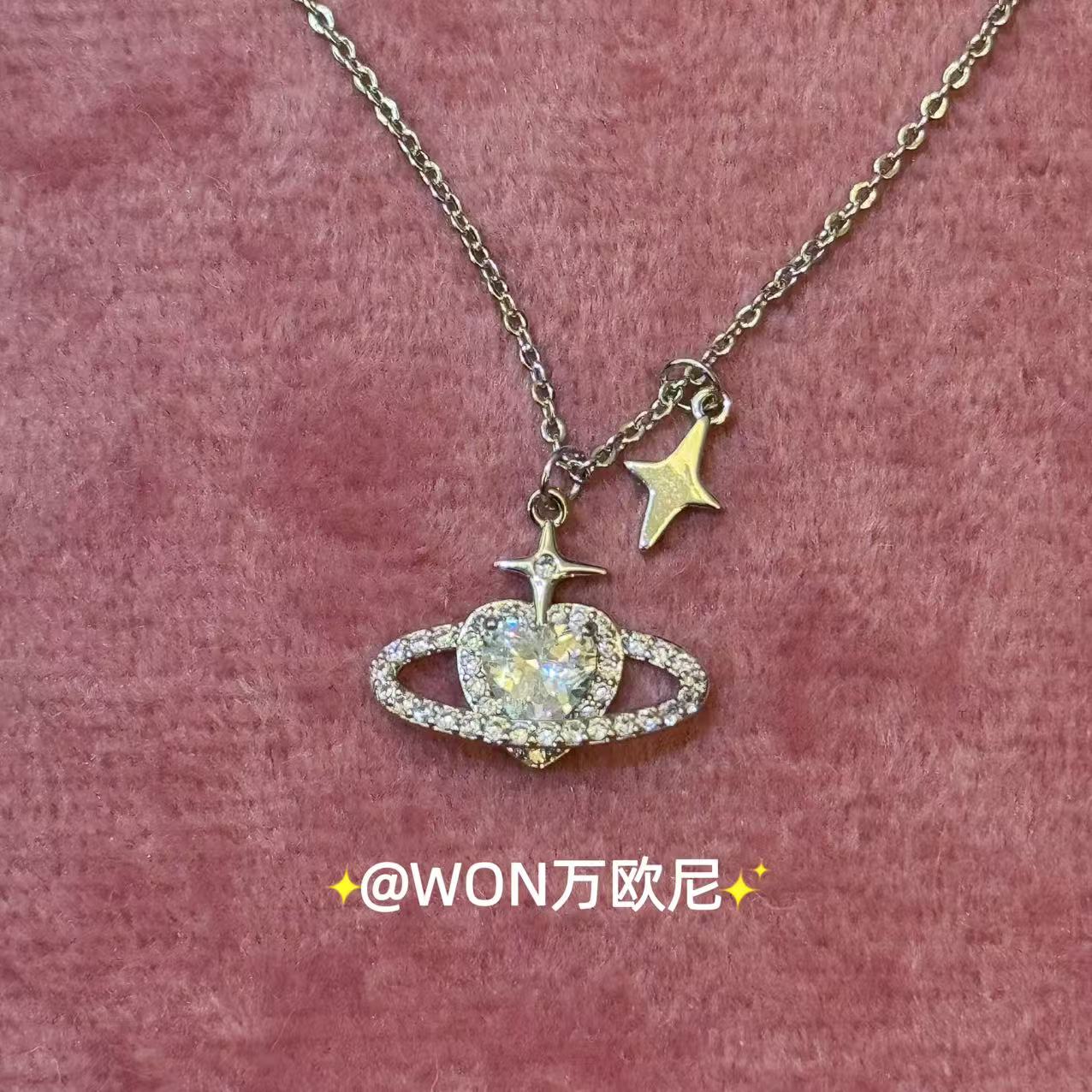 铜合金合成锆石项链 CHANGE x 土星项链轻奢设计感小众 主X476