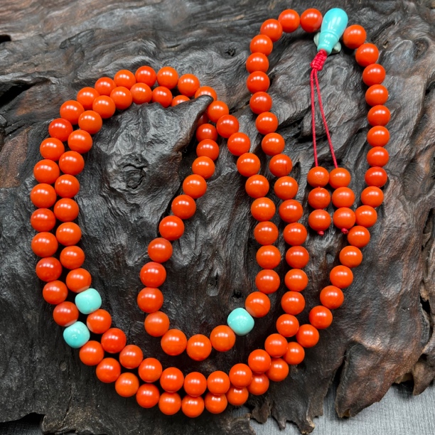 保山南红天然原矿大水沟卡8➕圆珠多圈108