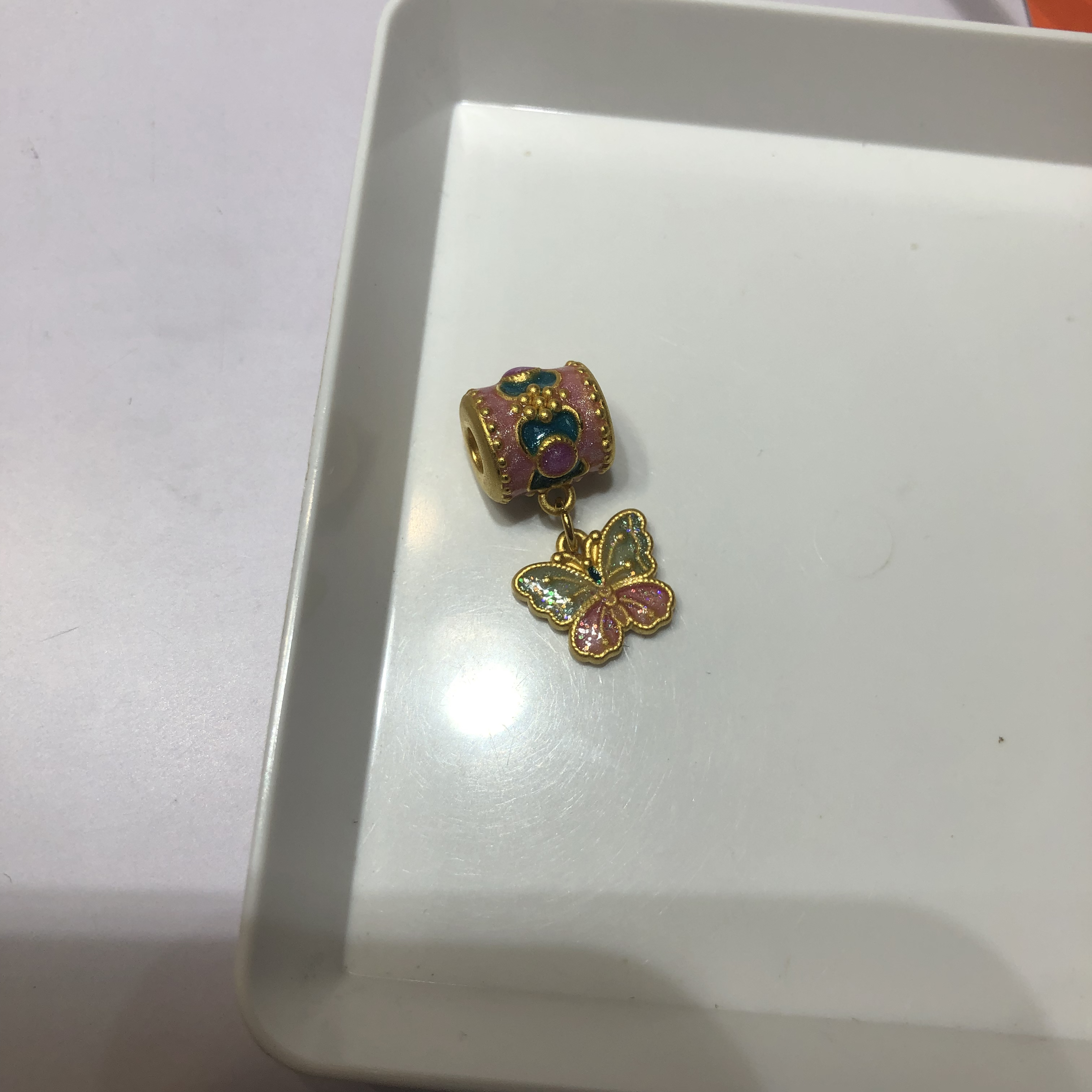 足金999烧蓝扣头滴溜