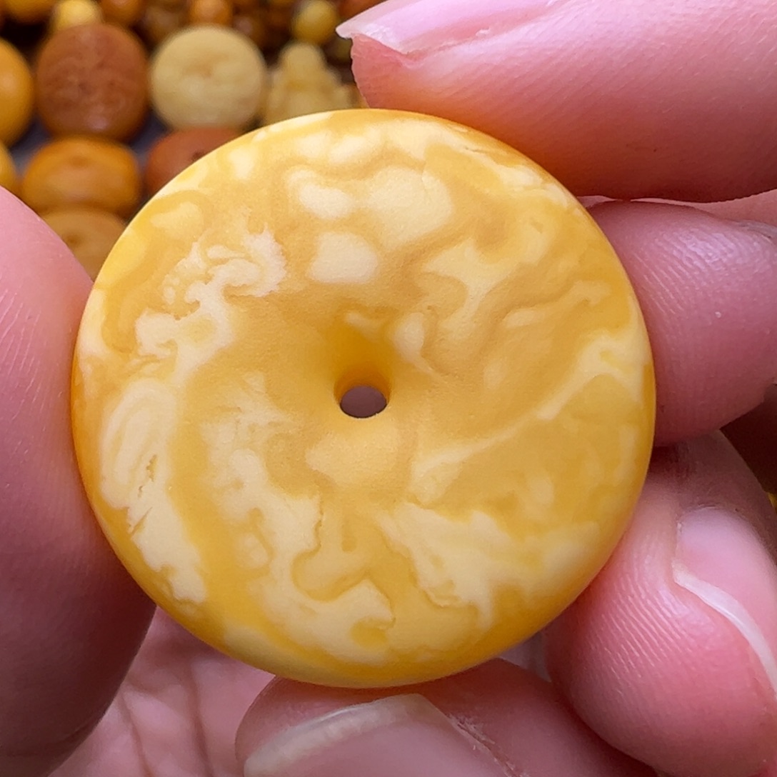 琥珀未镶嵌珠宝奇石石膏花蜡平安扣