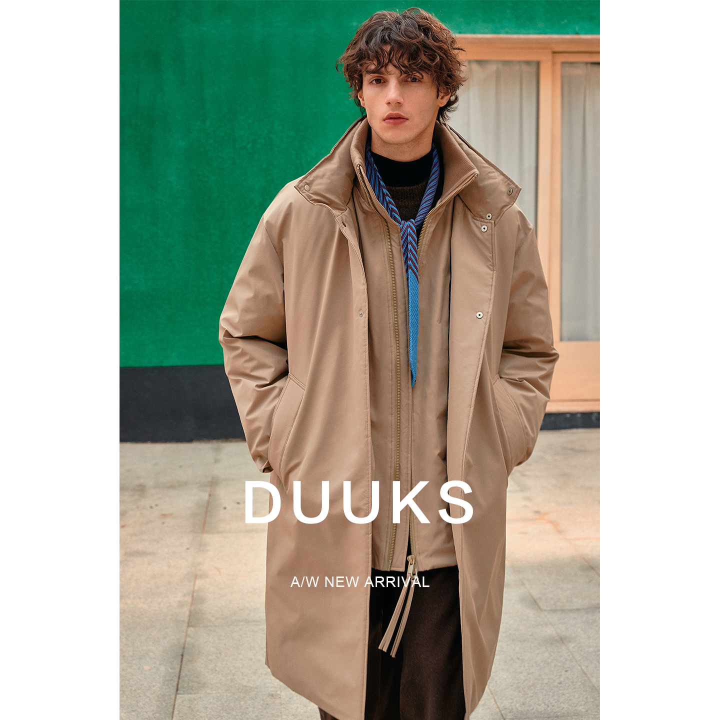 假两件廓形长款风衣羽绒服男装新款冬季90白鸭绒高级感外套25W121