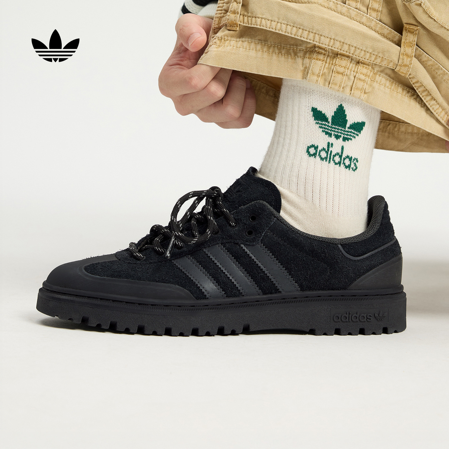 阿迪达斯三叶草 T头鞋 SAMBA WTR经典运动板鞋男女adidas JR5704