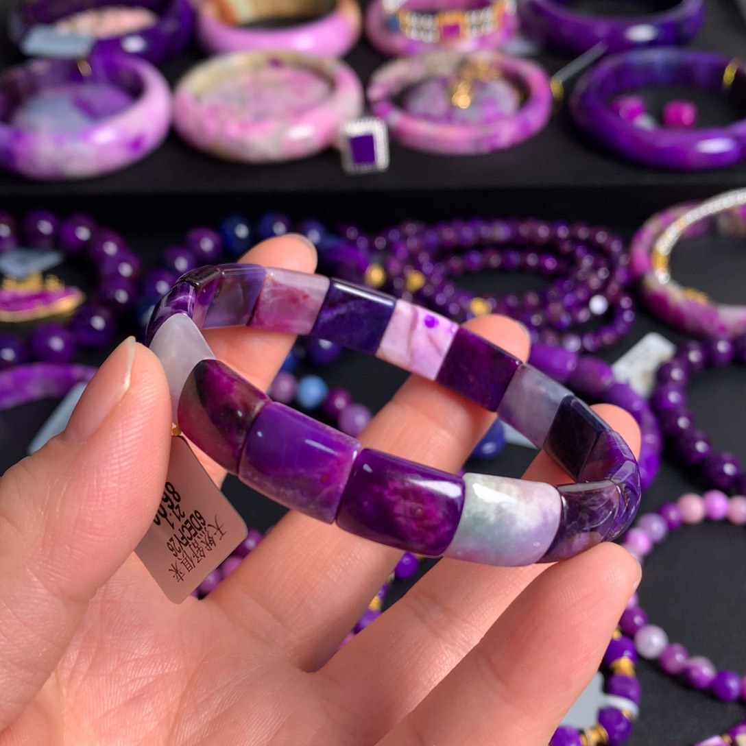 苏纪石（舒俱来）未镶嵌冰飘樱花镯排