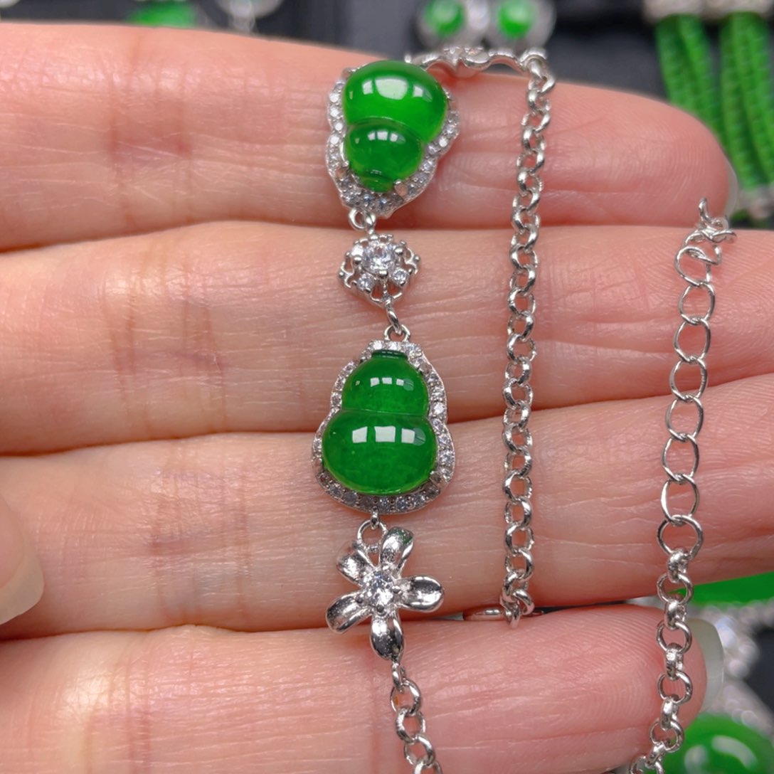 翡翠手链银S925镶嵌手链