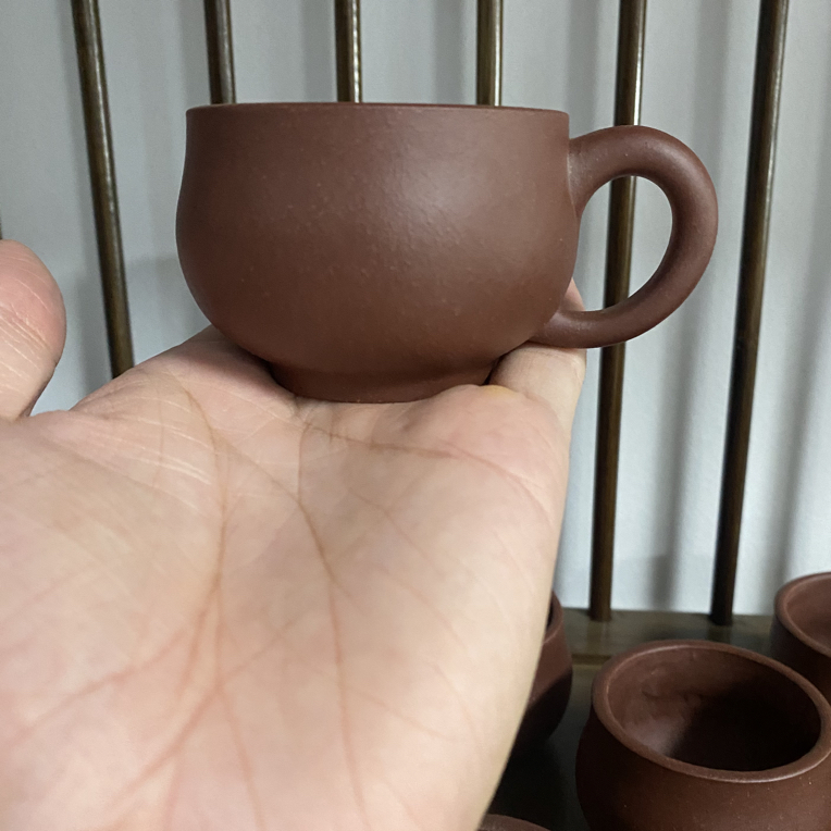 宜兴原矿紫泥主人杯带把杯子全手工不讲价
