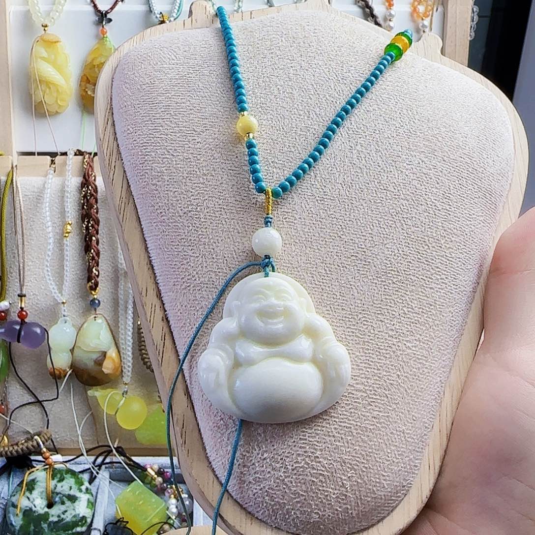 晚***猫合金蛇纹石玉颈饰