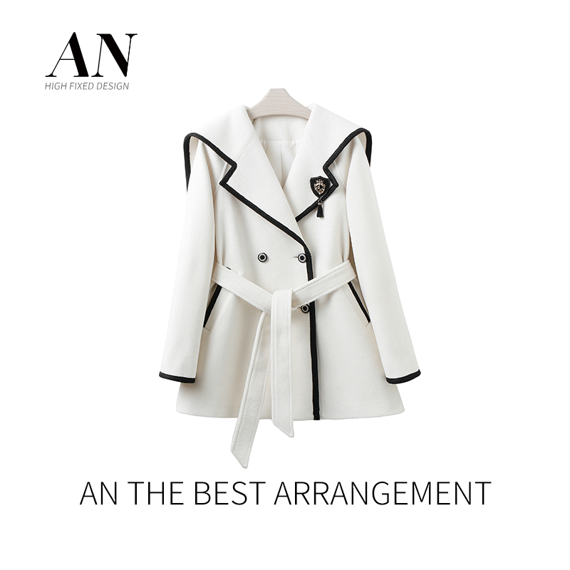 AN高定【漫遇】新款时尚百搭大牌高端显瘦翻领气质风衣AW2309042