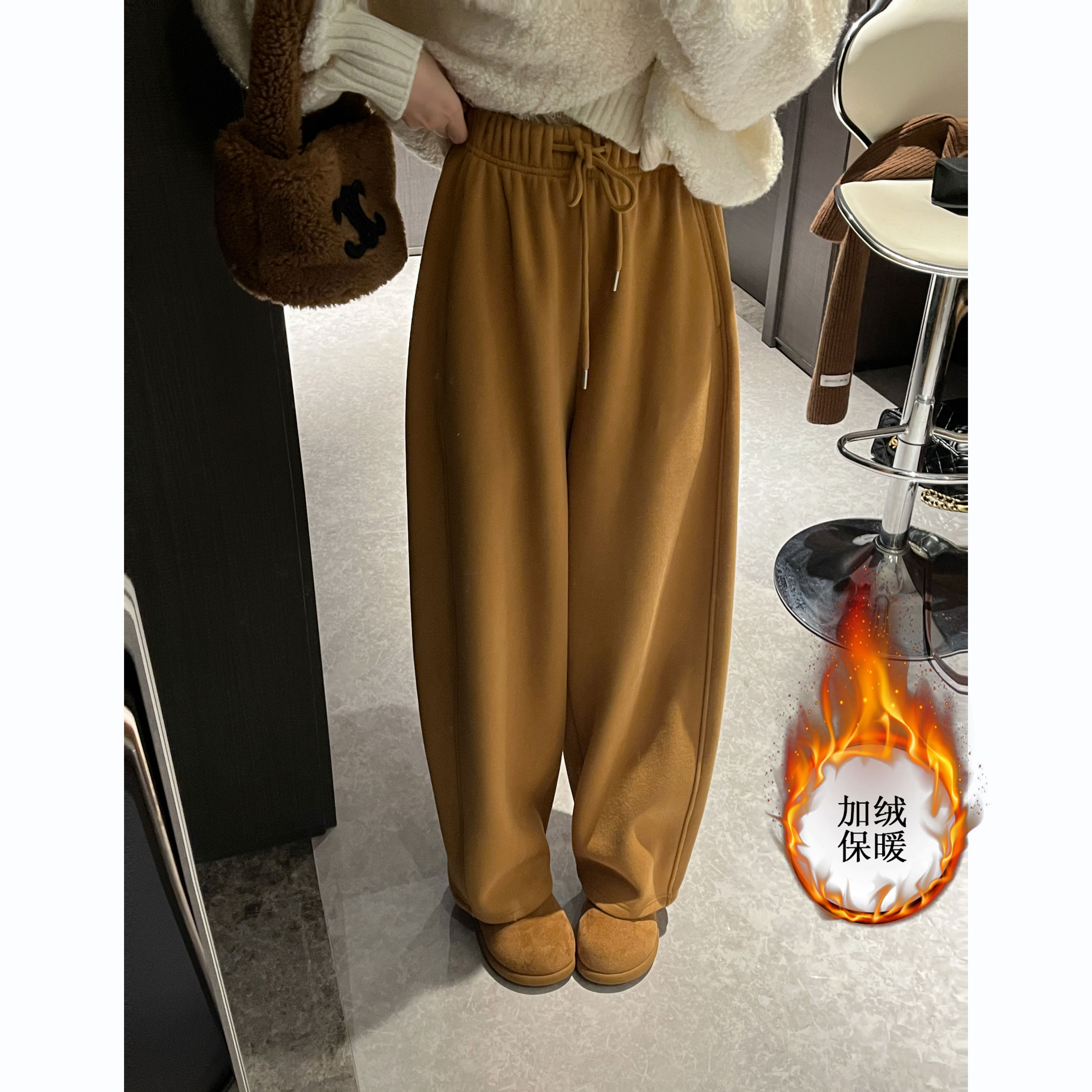 【加绒加厚/南瓜裤】欧版高货小个子新款高奢棉重工定制休闲弯刀裤