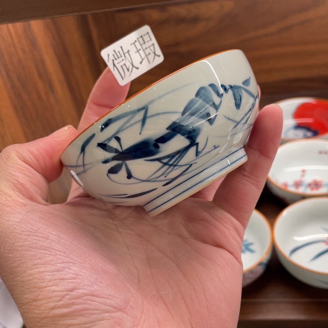 釉下手绘茶具微瑕