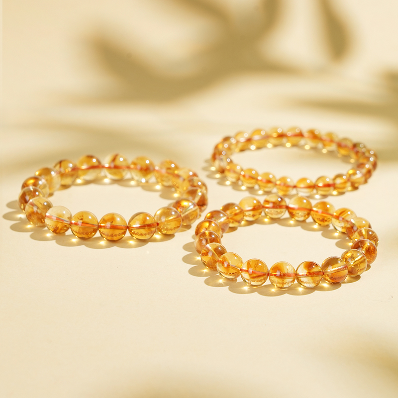 青城山天然正品保真巴料黄水晶手串8-11mm男女同款多样性发其一