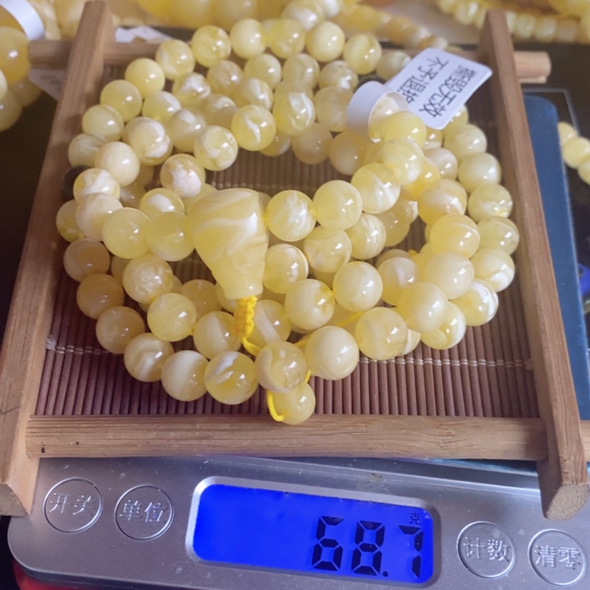 【闪购商品】蜜蜡颈饰未镶嵌一**子俄料白虎皮纹精典珠子佛珠